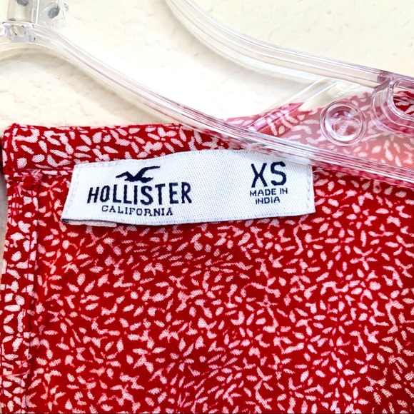 Hollister Bohemian Ditsy Floral Red Wrap Ruffle Sleeves Romper - Picture 5 of 6